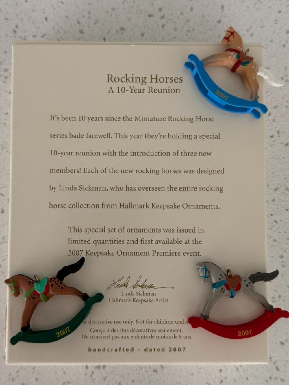 Hallmark Miniature Ornaments Rocking Horses a 10-Year Reunion Set of 3 - Picture 3 of 3